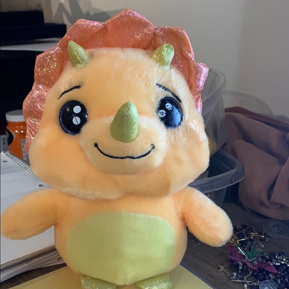 Russ Li’l Peepers Sparkly Dinosaur Plush - Orange and Yellow